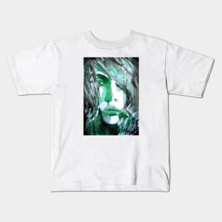 Face with green lighting Kids T-Shirt